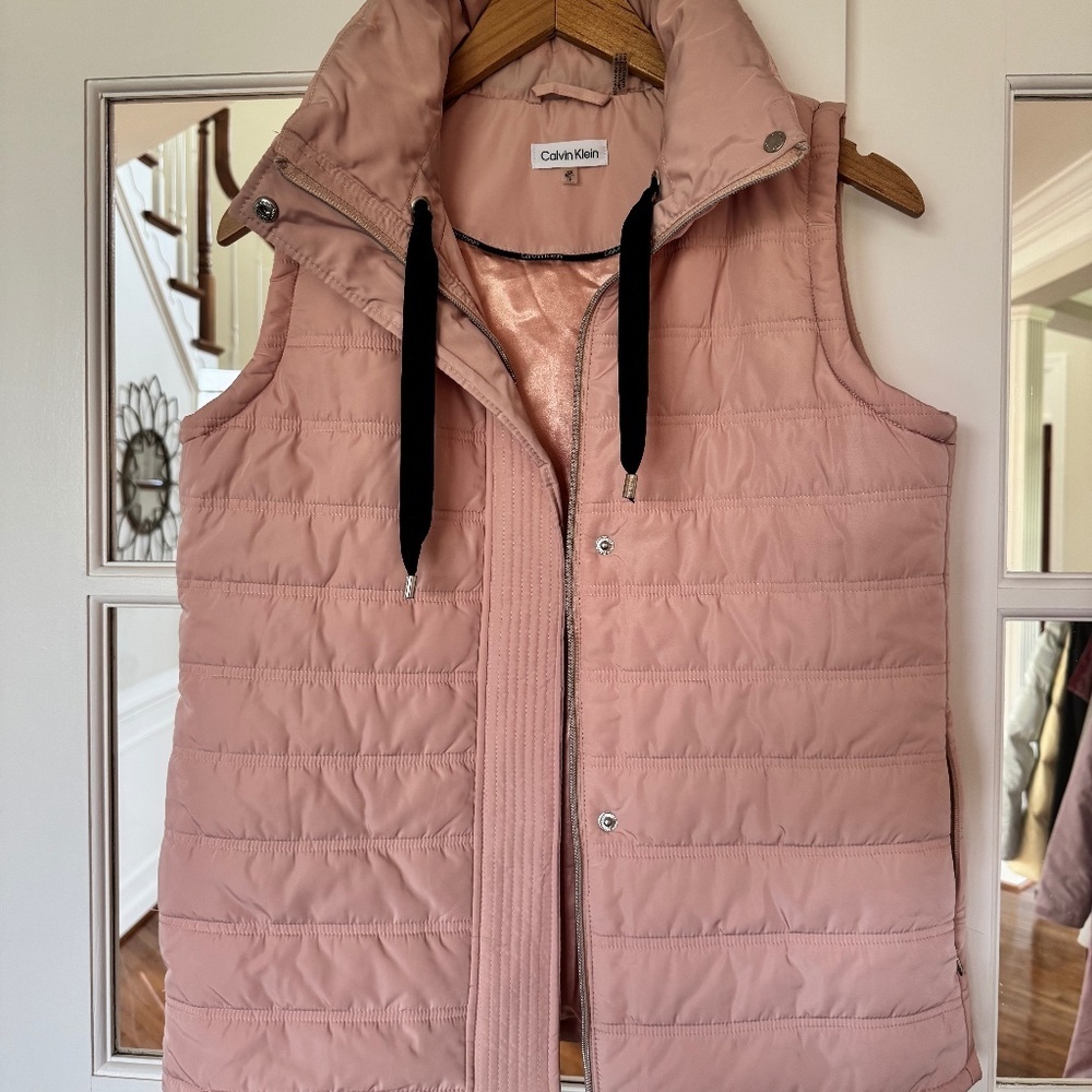 NWOT CALVIN KLEIN SATIN LINED VEST, BLUSH PINK, XS